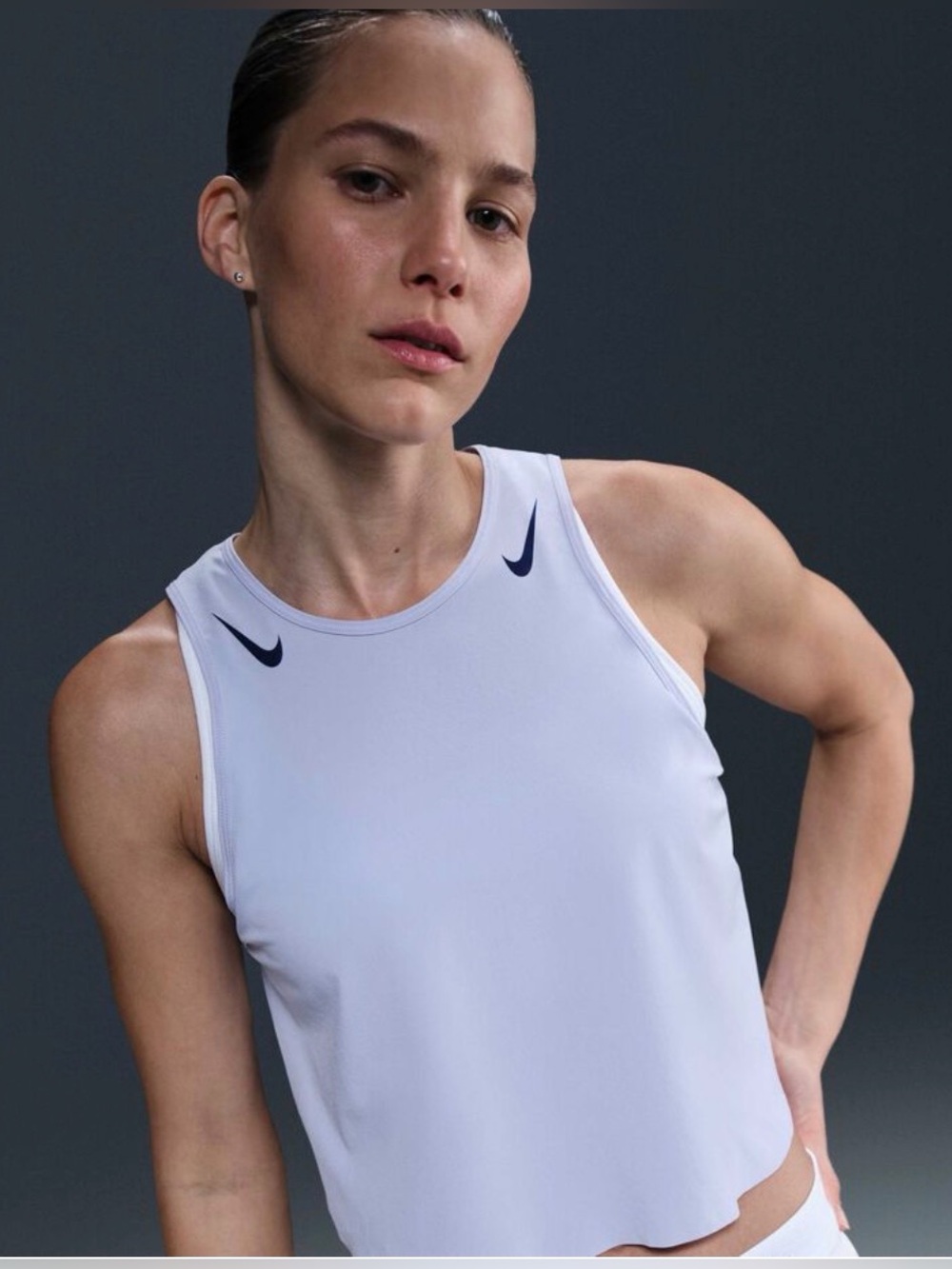 Nike AeroSwift Dri-FIT ADV Cropped Running Purple Blue Tank  Women L